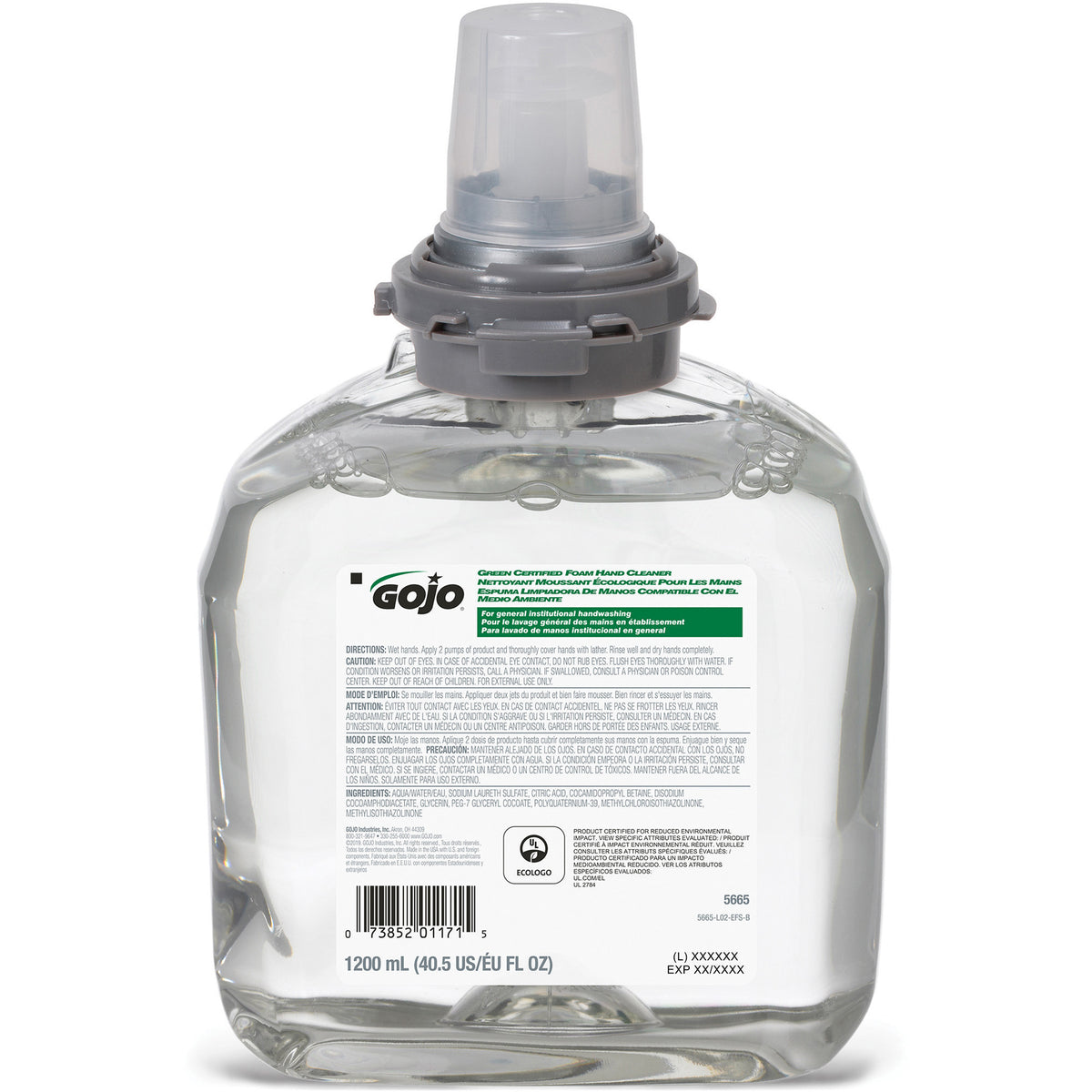 Gojo 5665-02 Green Certified Foam Hand Cleaner 1200 mL Refill