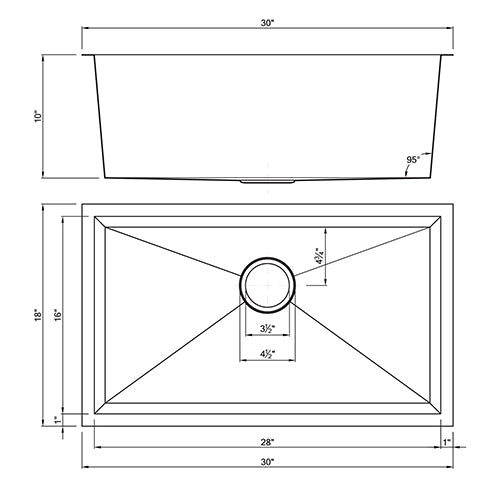DAKOTA Dakota Plumbing Products GSZ-3018 Undermount Kitchen Sink