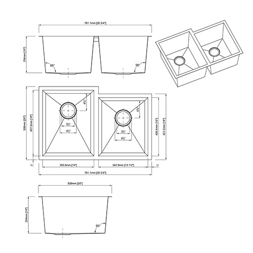 DAKOTA Dakota Plumbing Products GSZ-6040-1 Undermount Kitchen Sink