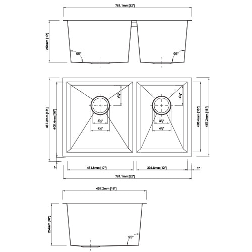DAKOTA Dakota Plumbing Products GSZ-6040 Undermount Kitchen Sink