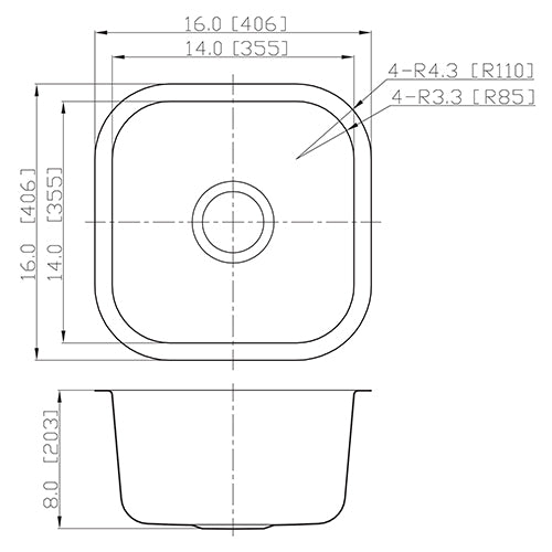 DAKOTA Dakota Plumbing Products GSR-18-1616 Bar Sink 16x16