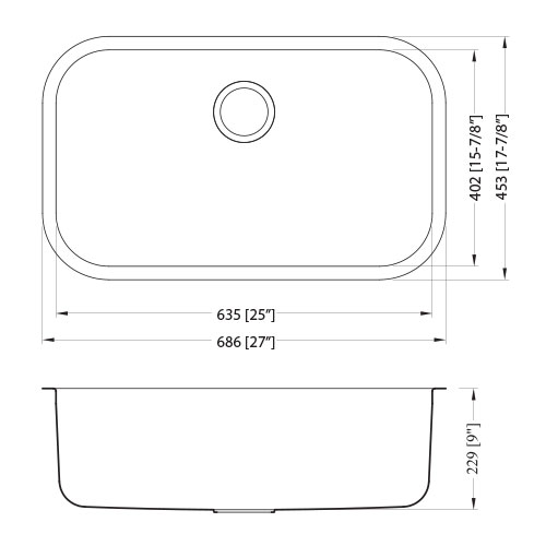 DAKOTA Dakota Plumbing Products GSR-18-2718 Undermount Kitchen Sink