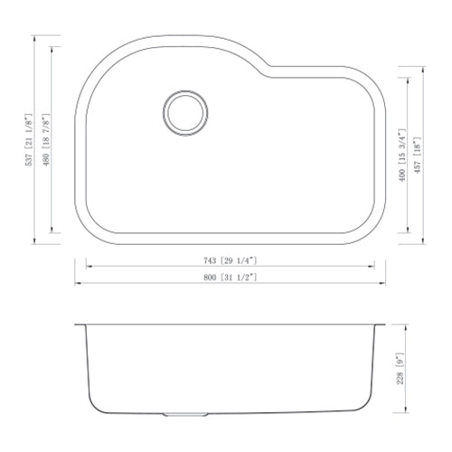 DAKOTA Dakota Plumbing Products GSR-18-3121 Undermount Kitchen Sink