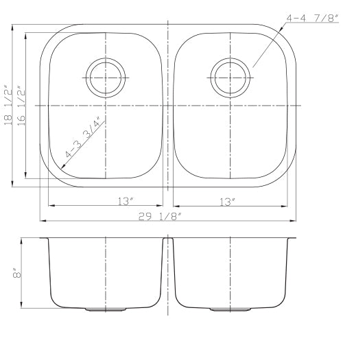 DAKOTA Dakota Plumbing Products GSR-18-5050S 33in Undermount Kitchen Sink