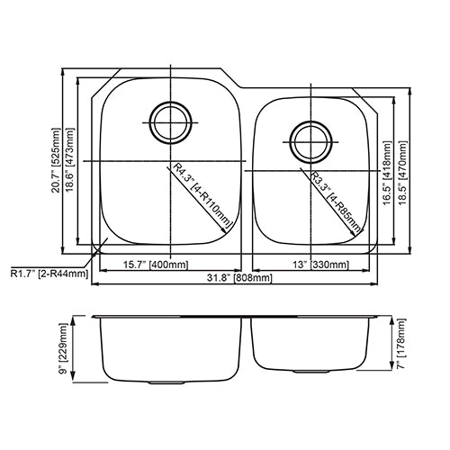 DAKOTA Dakota Plumbing Products GSR-16-6040 Undermount Kitchen Sink
