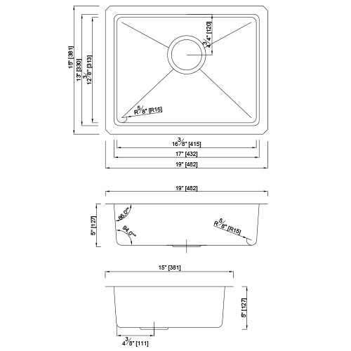 DAKOTA Dakota Plumbing Products GSM-1915ADA Undermount Bar Sink