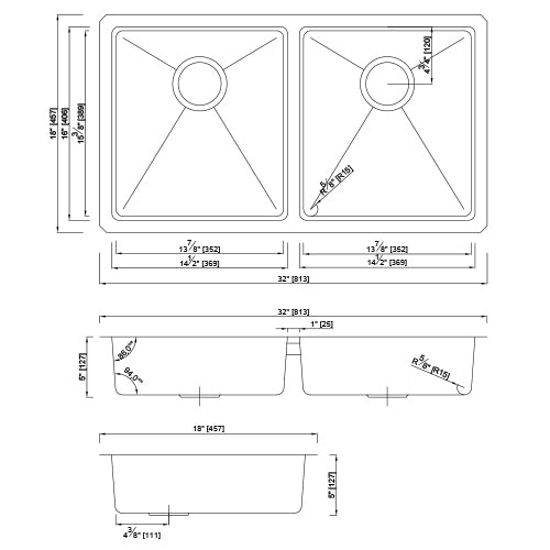 DAKOTA Dakota Plumbing Products GSM-5050ADA Undermount Kitchen Sink