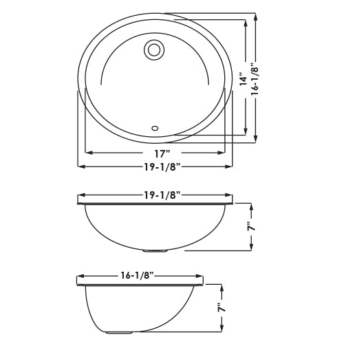 DAKOTA Dakota Plumbing Products GSR-20-1916B Undermount Vanity Sink