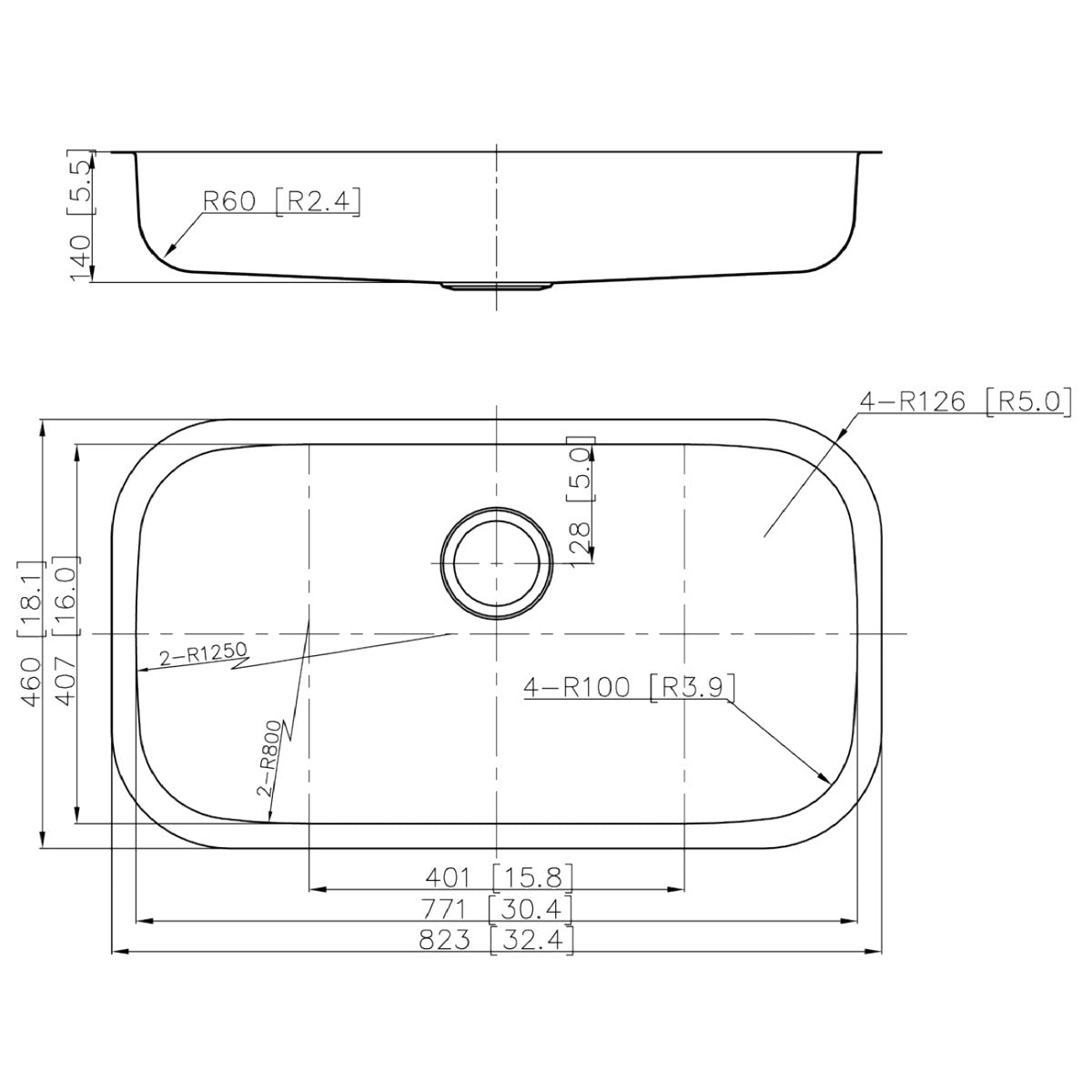 DAKOTA Dakota Plumbing Products GSR-18-3218ADA Undermount Kitchen Sink