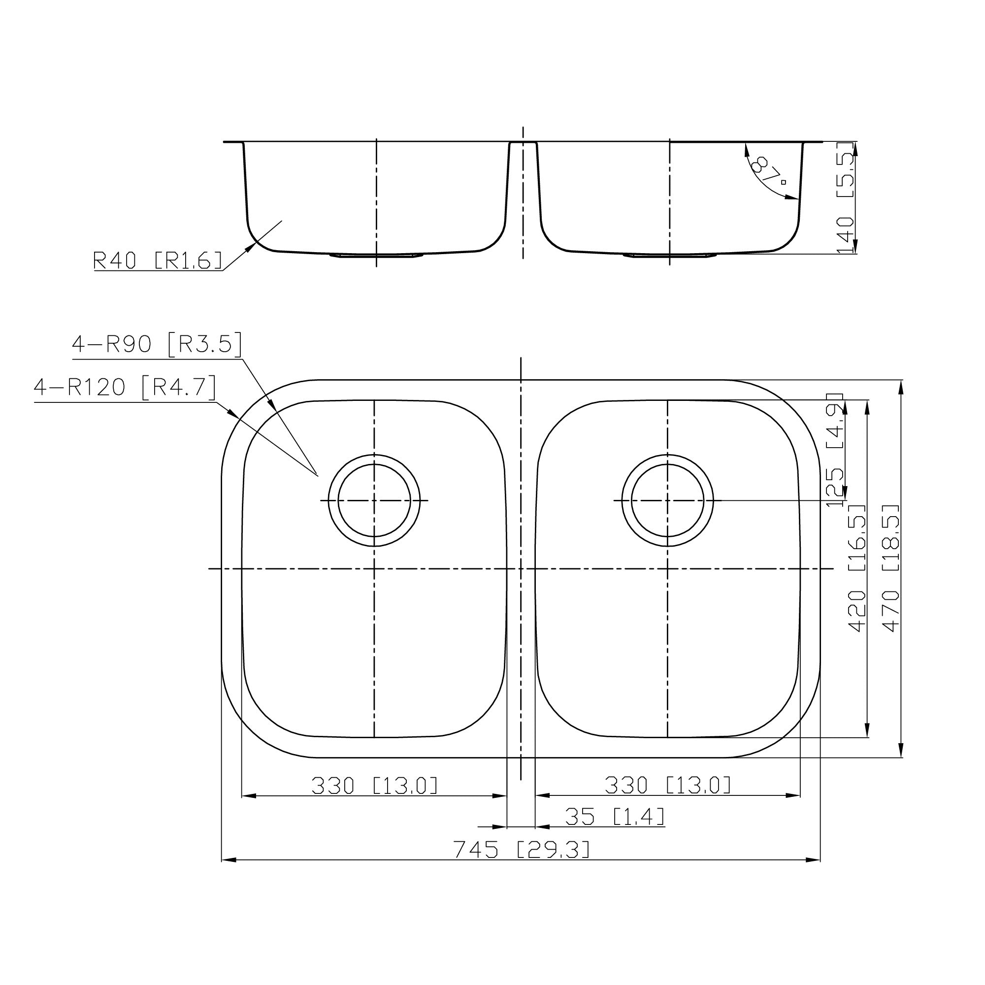 DAKOTA Dakota Plumbing Products GSR-18-5050S-ADA Undermount Kitchen Sink