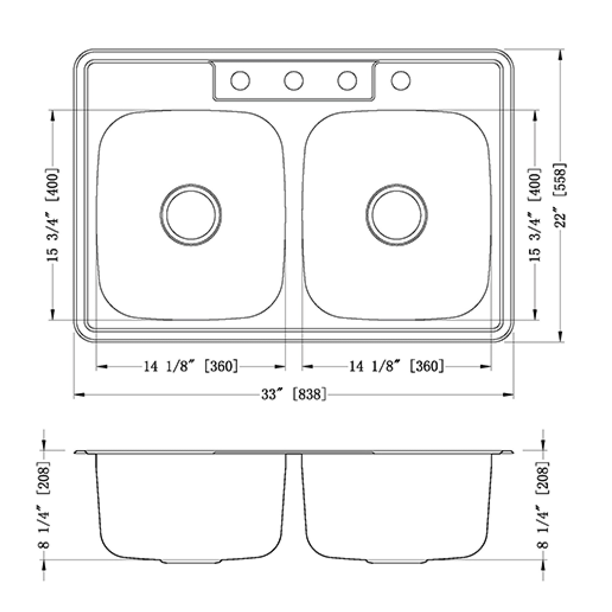 DAKOTA Dakota Plumbing Products GSR-22-TM5050-3ADA-6 Kitchen Sink
