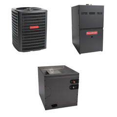 Goodman - 1.5 Ton Cooling - 40k BTU/Hr Heating - Air Conditioner + Multi Speed Furnace System - 14.5 SEER - 80% AFUE - Downflow