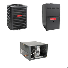 Goodman - 3.5 Ton Cooling - 80k BTU/Hr Heating - Air Conditioner + Multi Speed Furnace System - 15.0 SEER - 80% AFUE - Horizontal