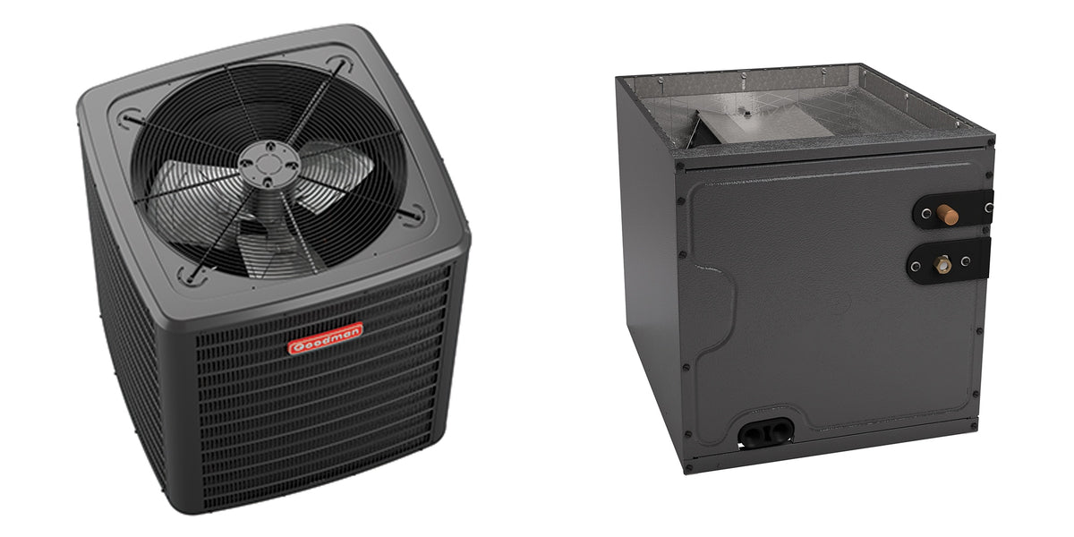 Goodman - 1.5 Ton Cooling - Air Conditioner + Coil System - 14.3 SEER2 - 17.5" Coil Width - For Upflow/Downflow Installation