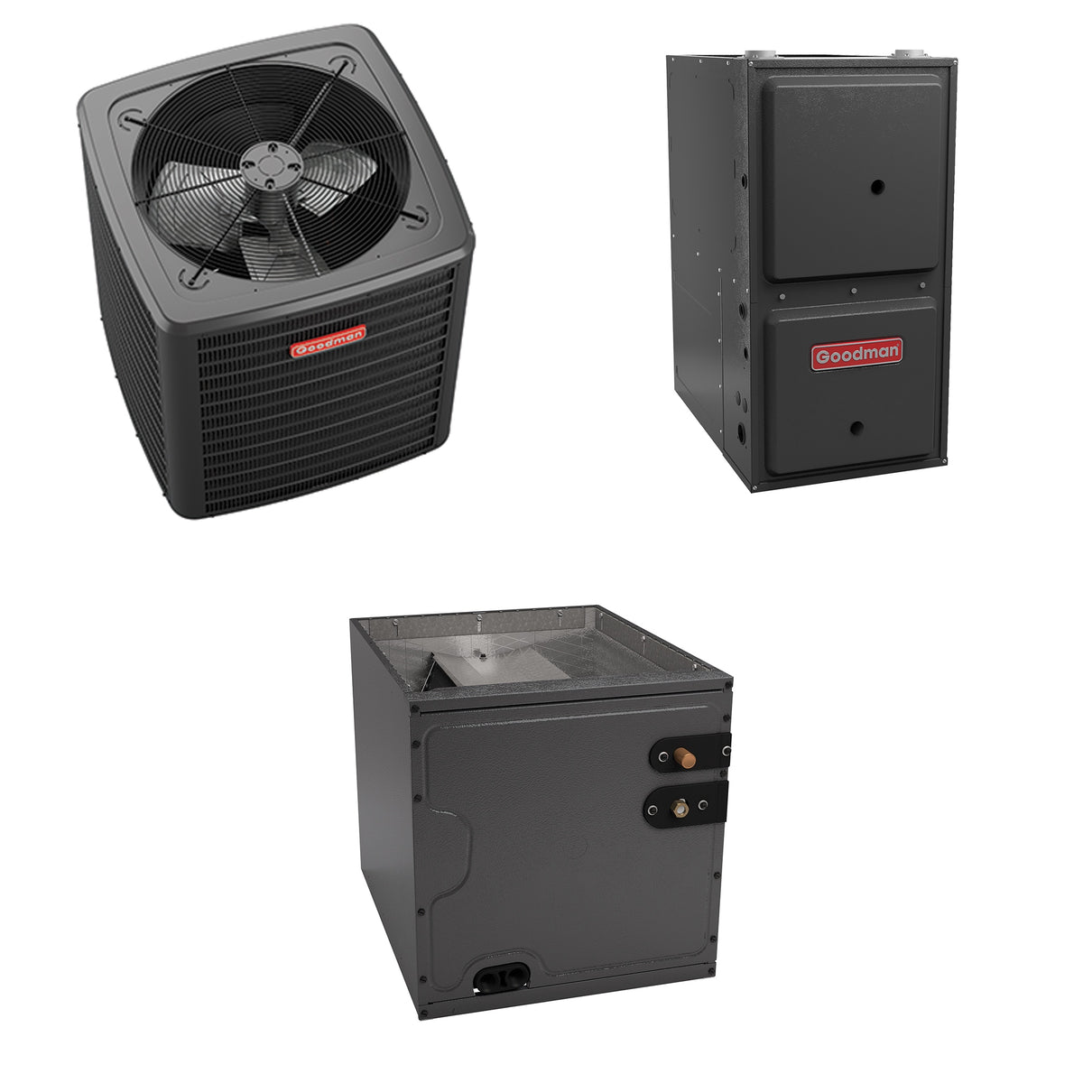 Goodman - 2 Ton Cooling - 60k BTU/Hr Heating - Air Conditioner + Variable Speed Furnace System - 15 SEER2 - 97% AFUE - Upflow