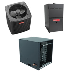 Goodman - 3 Ton Cooling - 80k BTU/Hr Heating - Air Conditioner + Multi Speed Furnace System - 15 SEER2 - 80% AFUE - Horizontal