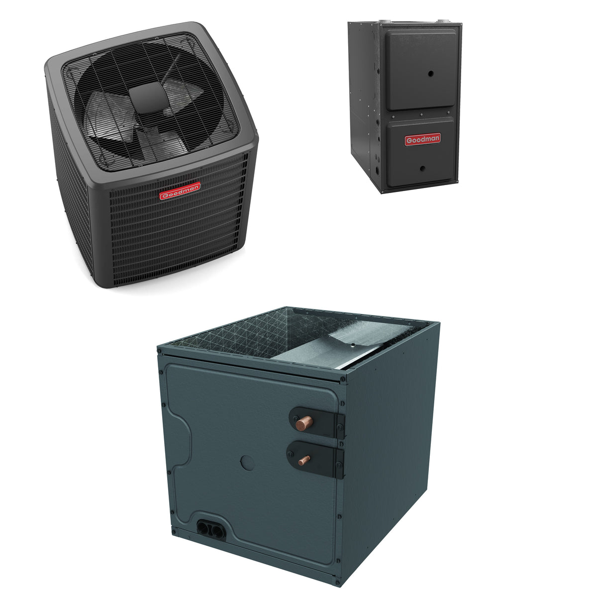 Goodman - 2.0 Ton Cooling - 60k BTU/Hr Heating - Air Conditioner + Variable Speed Furnace System - 16.5 SEER2 - 97% AFUE - Upflow