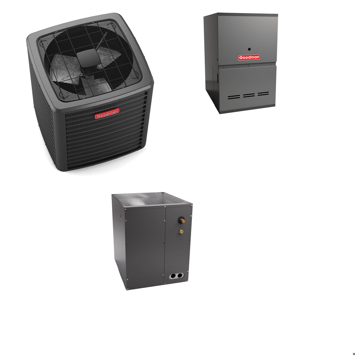 Goodman - 4.0 Ton Cooling - 100k BTU/Hr Heating - Air Conditioner + Variable Speed Furnace System - 17.2 SEER2 - 80% AFUE - Downflow