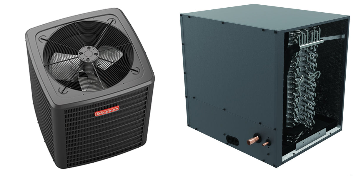 Goodman - 3.0 Ton Cooling - Air Conditioner + Coil System - 14.3 SEER2 - 24.5" Coil Width - For Horizontal Installation