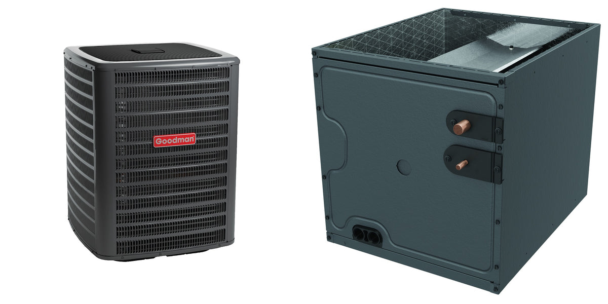 Goodman - 1.5 Ton Cooling - Air Conditioner + Coil System - 14.3 SEER2 - 17.5" Coil Width - For Upflow/Downflow Installation