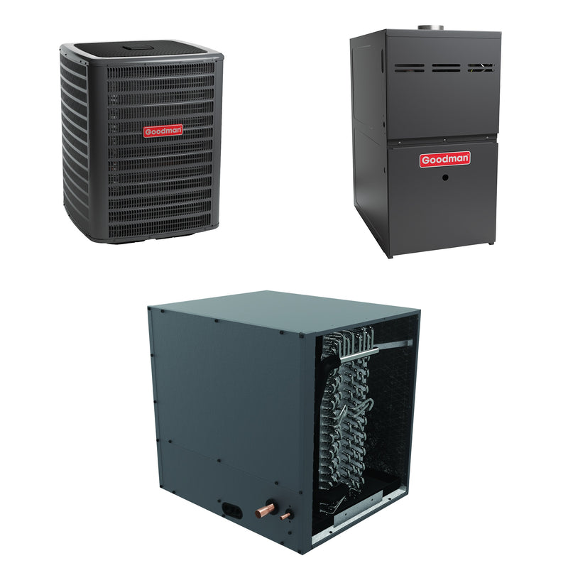 Goodman - 3.5 Ton Cooling - 100k BTU/Hr Heating - Air Conditioner + Multi Speed Furnace System - 15 SEER2 - 80% AFUE - Horizontal