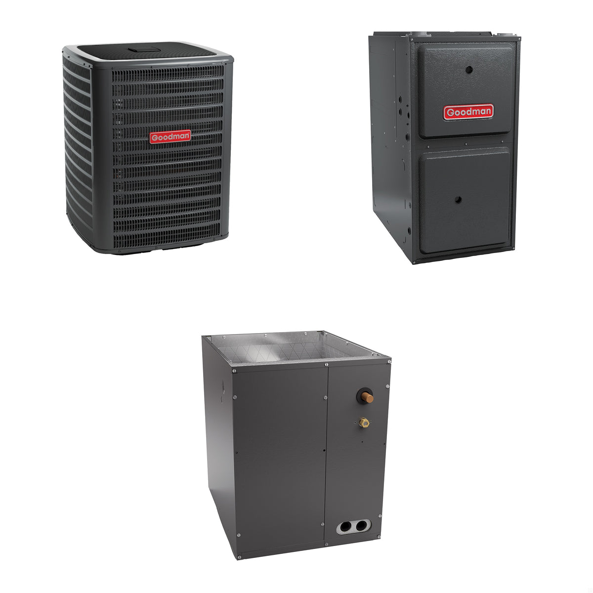 Goodman - 3.5 Ton Cooling - 100k BTU/Hr Heating - Air Conditioner + Multi Speed Furnace System - 14.5 SEER2 - 96% AFUE - Upflow