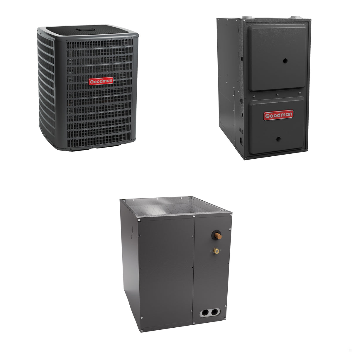 Goodman - 3.5 Ton Cooling - 80k BTU/Hr Heating - Air Conditioner + Variable Speed Furnace System - 15 SEER2 - 97% AFUE - Upflow