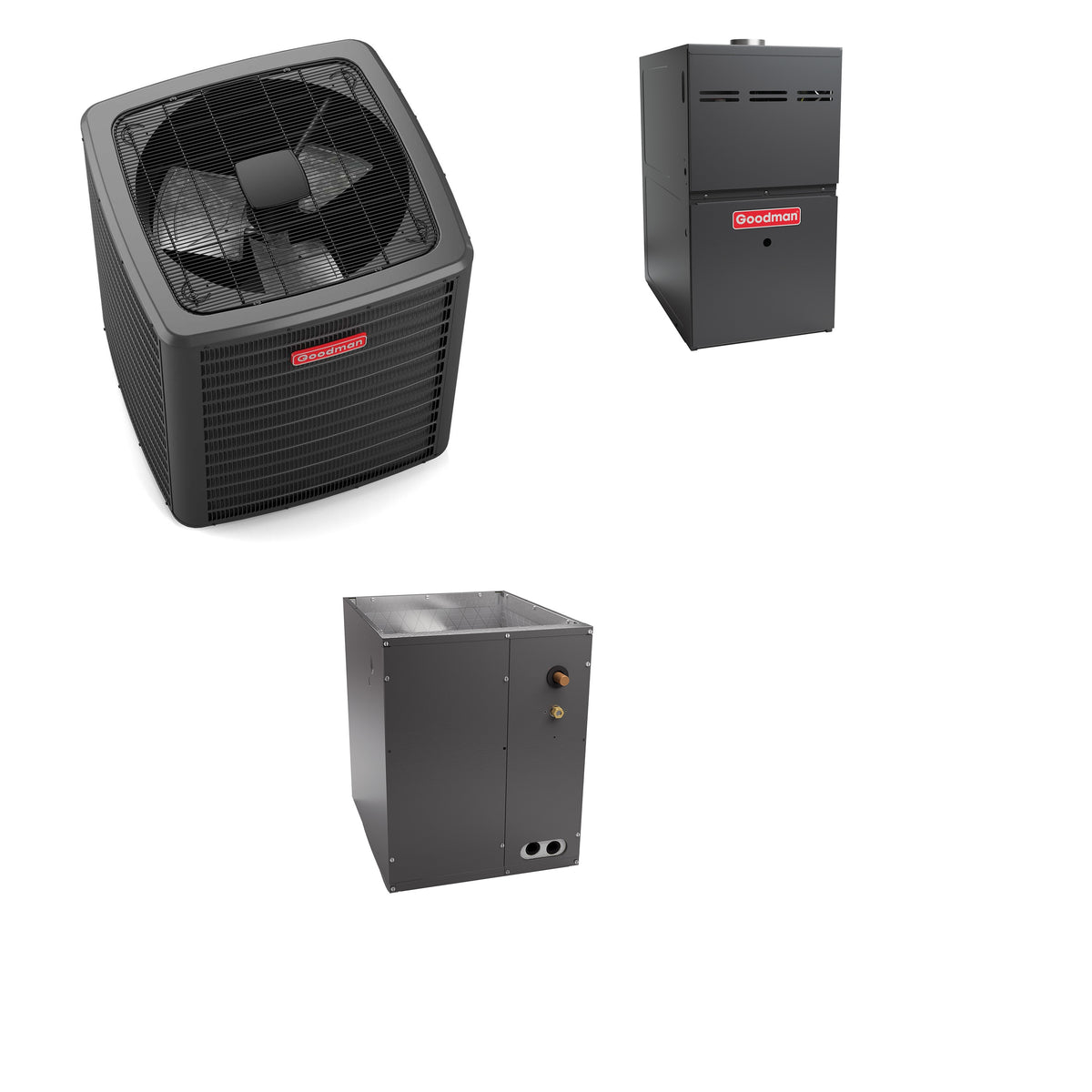 Goodman - 2.0 Ton Cooling - 80k BTU/Hr Heating - Air Conditioner + Variable Speed Furnace System - 21.5 SEER2 - 80% AFUE - Upflow