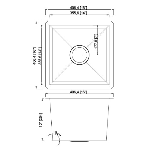 DAKOTA Dakota Plumbing Products GSZ-1616 Undermount Bar Sink