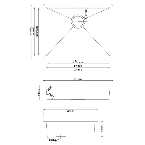 DAKOTA Dakota Plumbing Products GSZ-2318ADA Undermount Kitchen Sink