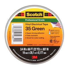 3M 10851 Scotch 35 Color Coded Vinyl Electrical Tape 3/4 Inch x 66 Feet Green