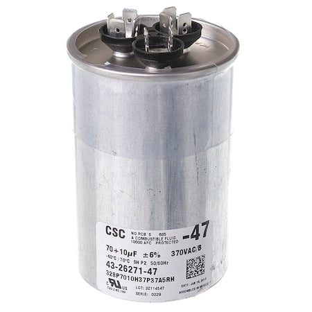 Rheem 43-26271-47 Dual Round Capacitor 70/10 MFD 370V