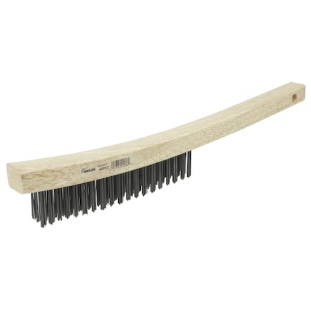 Weiler 44053 Hand Wire Scratch Brush .012 Steel Fill Curved Handle 3 x 19 Rows