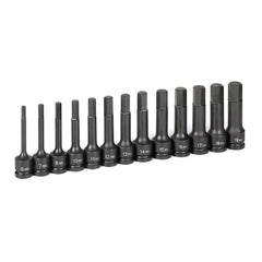 Grey Pneumatic 1343MH Hex Driver Socket Set - Metric Sizes 6mm to 19mm, 1/2 Inch Drive