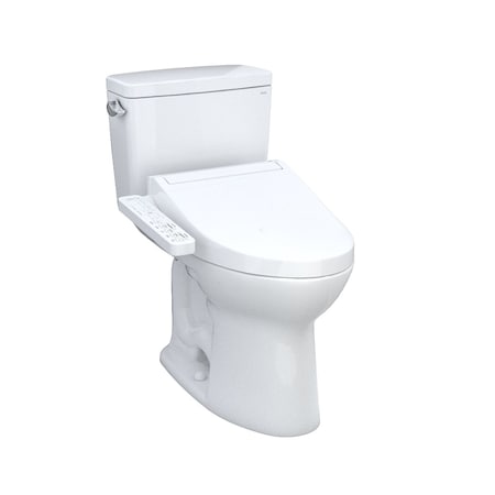 Toto MW7763074CSFG#01 Drake WASHLET+ Two-Piece Elongated 1.6 GPF Universal Height Tornado Flush Toilet with C2 Bidet Seat Cotton White