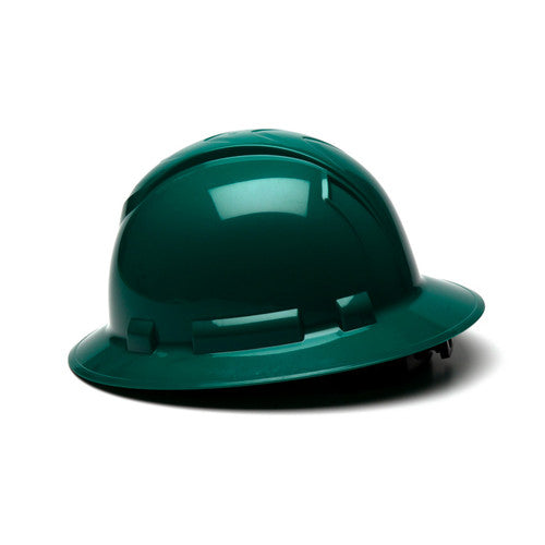 Pyramex HP54135 Ridgeline 4-Point Ratchet Full Brim Hard Hat-Green