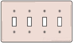 Hubbell Wiring Device-Kellems P4W Wallplate, 4-Gang, 4) Toggle, White