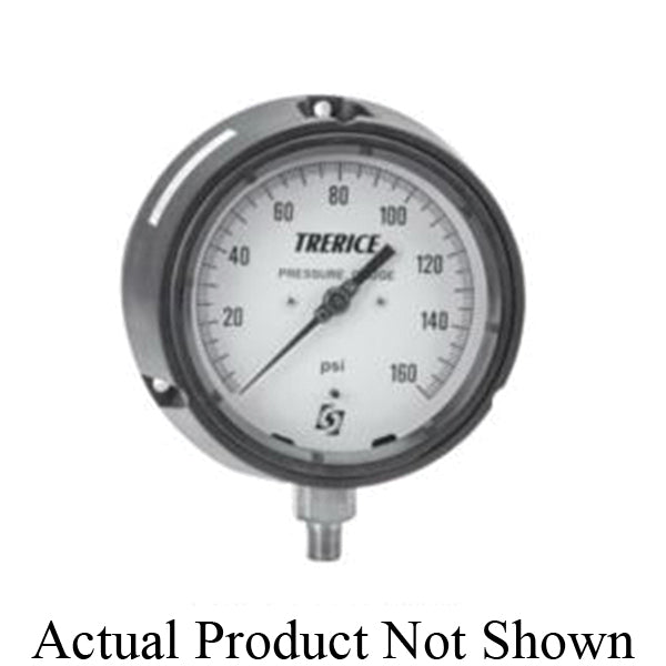 Trerice 450LFSS4504LA100 450 Pressure Gauge, 0 to 100 psi pressure, 1/2 in MNPT Connection