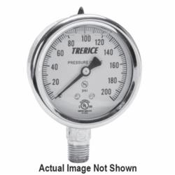 Trerice D82LFB2502LA200 D80 Industrial Pressure Gauge 0 to 200 psi Pressure 1/4 in MNPT 2-1/2 in Dia Dial