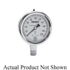 Trerice D82LFB2502BA100 D80 Industrial Pressure Gauge, 0 to 100 psi Pressure, 1/4 in MNPT Connection, 2-1/2 in Diameter Dial