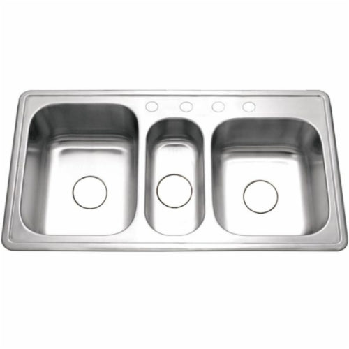 Hamat EDI-4222TT-41 Triple Bowl Kitchen Sink 18GA 42 inch x 22 inch Topmount