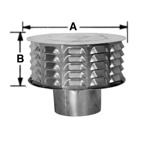 Hart & Cooley 4CW Cap, Universal, Louvered, 4 in, 6.75 in Dia, 6.5 in LG