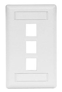 Hubbell IFP13W Phone/Data/Multimedia Face Plate, 3-Port, Single-Gang, White