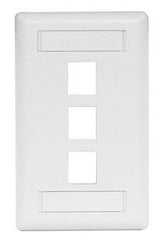 Hubbell IFP13W Phone/Data/Multimedia Face Plate, 3-Port, Single-Gang, White