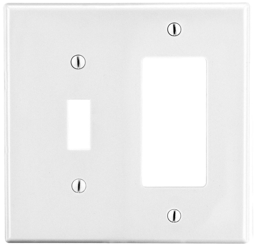 Hubbell P126W WALLPLATE, 2-G, 1) TOG 1) DECOR, WH