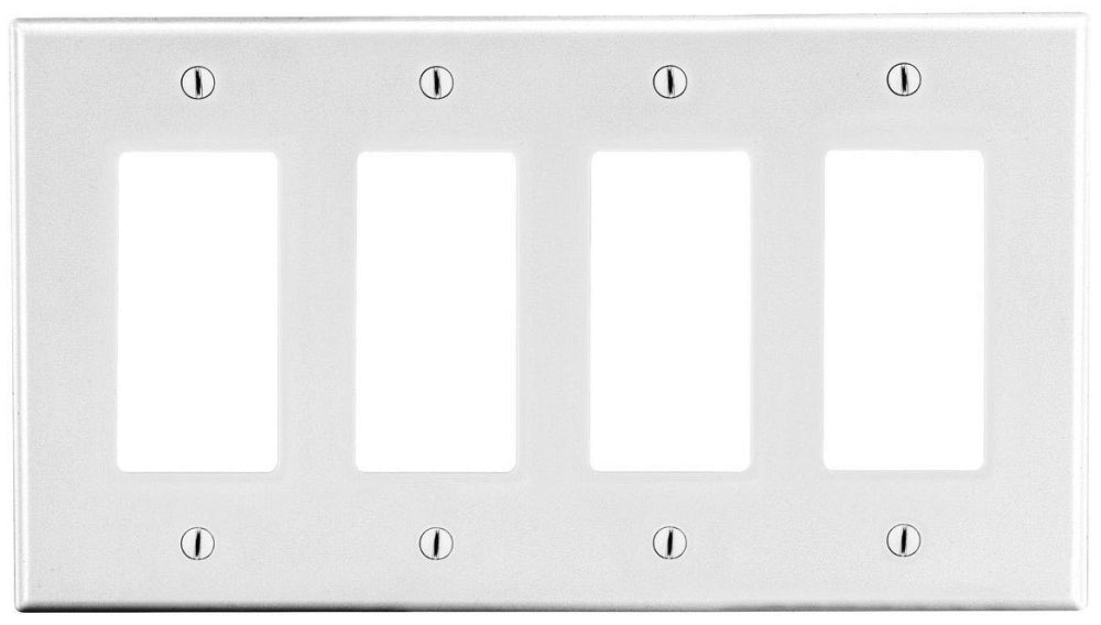 Hubbell P264W Wallplate, 4-G, 4, Dec, Wh