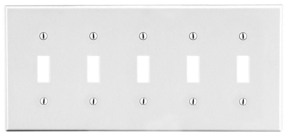 Hubbell P5W Wallplate, 5-G, 5) Tog, Wh