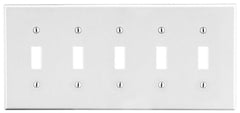 Hubbell P5W Wallplate, 5-G, 5) Tog, Wh