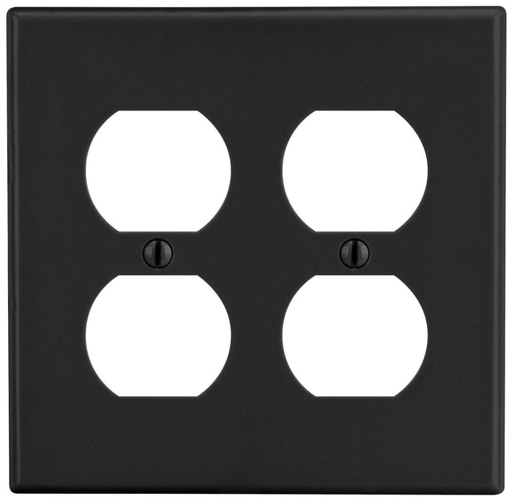 Hubbell P82BK Wallplate, 2-G, 2) Dup, BK