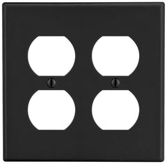 Hubbell P82BK Wallplate, 2-G, 2) Dup, BK